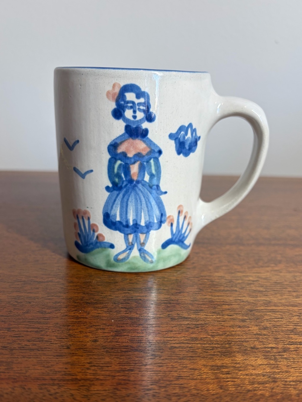 VTG M.A. Hadley Stoneware Coffee Mug "Farmer's Wife" / "The End" Signed Folk Art